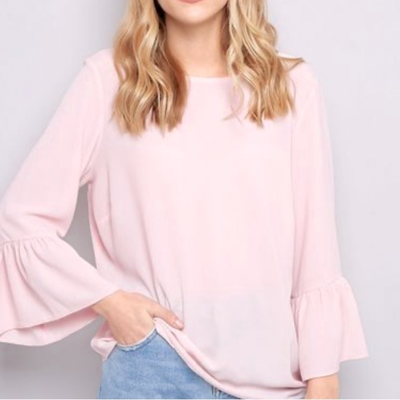 J. JILL Wearever Pink Bell Sleeve Flared Blouse XS NWOT - Picture 1 of 8